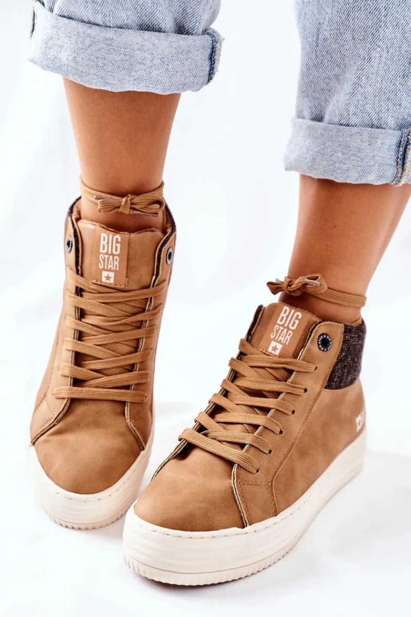 Online Big Star Shoes Wysokie Ocieplane Trampki Big Star II274145 Camel