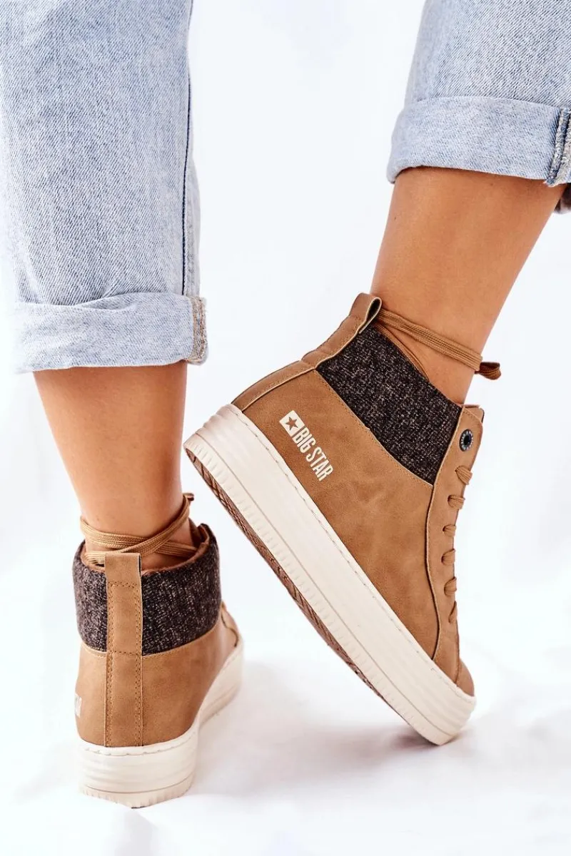 Online Big Star Shoes Wysokie Ocieplane Trampki Big Star II274145 Camel