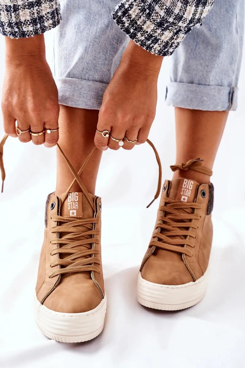 Online Big Star Shoes Wysokie Ocieplane Trampki Big Star II274145 Camel