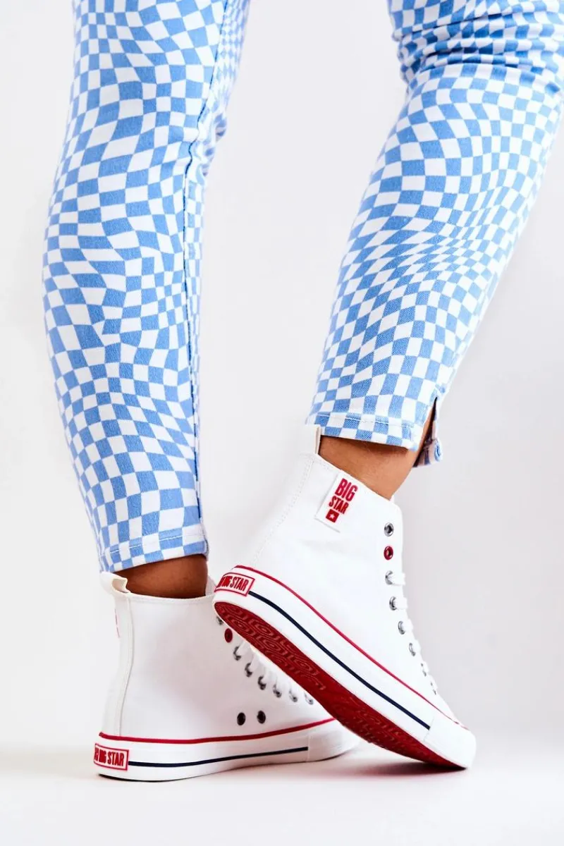 New Wysokie Skórzane Trampki Big Star JJ274132 Białe Damskie Trampki Damskie Big Star|Trampki Damskie Wysokie