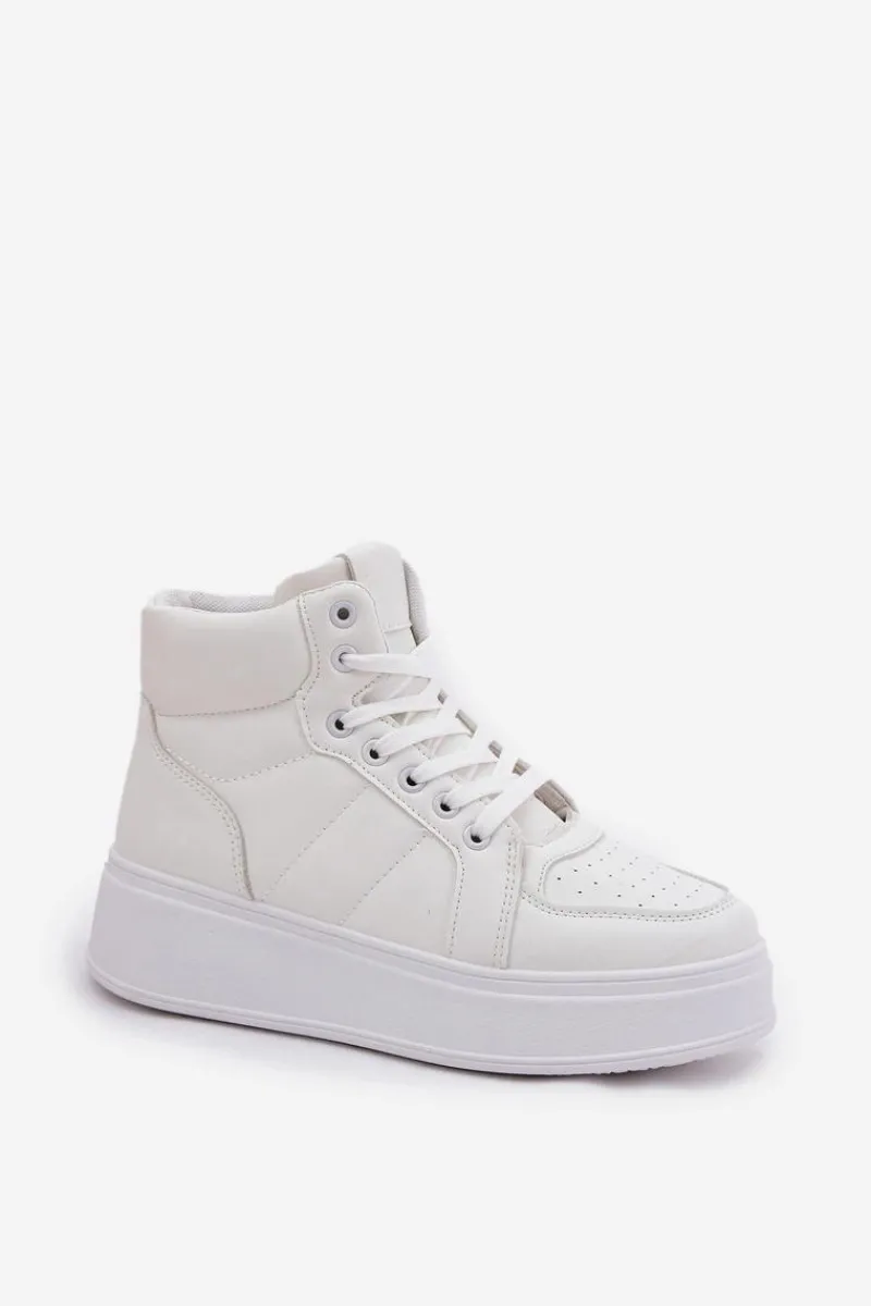 Online Wysokie Sneakersy Damskie Na Platformie Białe Tillive Damskie Sneakersy Damskie|Buty Sportowe Na Platformie