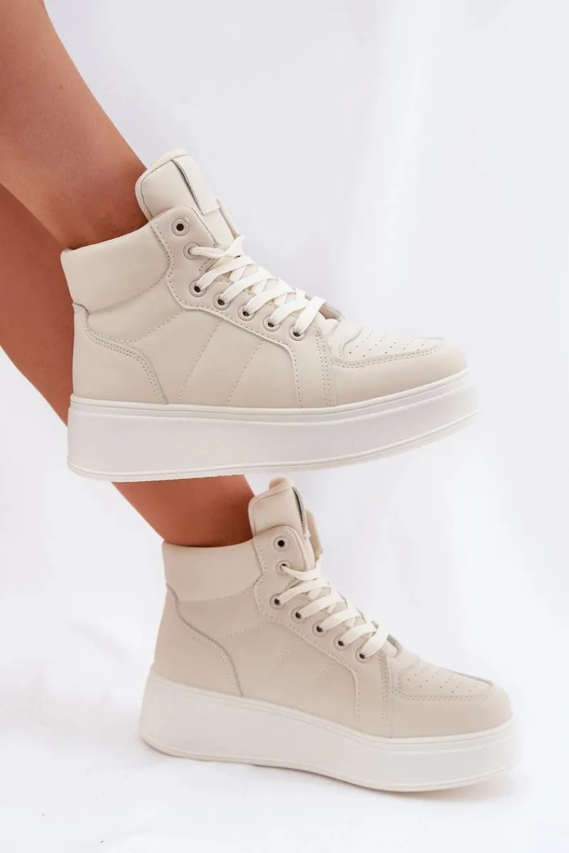 Online Evento Wysokie Sneakersy Damskie Na Platformie Beżowe Tillive Beżowy