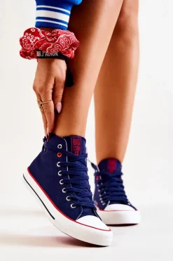 Wysokie Trampki Big Star JJ274125 Granatowe Damskie Trampki Damskie Wysokie|Trampki Damskie Big Star