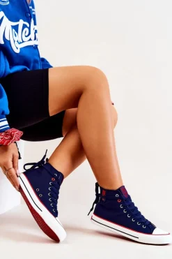 Wysokie Trampki Big Star JJ274125 Granatowe Damskie Trampki Damskie Wysokie|Trampki Damskie Big Star