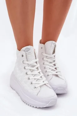 Online Lee Cooper Wysokie Trampki Damskie LCW-25-31-3461L Białe
