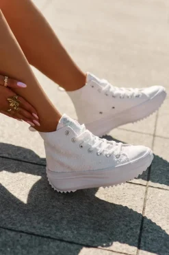 Online Lee Cooper Wysokie Trampki Damskie LCW-25-31-3461L Białe