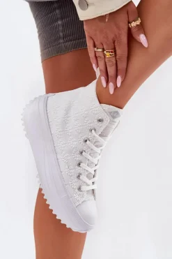 Online Lee Cooper Wysokie Trampki Damskie LCW-25-31-3461L Białe