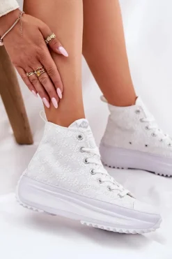 Online Lee Cooper Wysokie Trampki Damskie LCW-25-31-3461L Białe