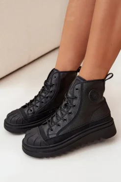 Trampki Ocieplane|Trampki Damskie Big Star></noscript>Big Star Shoes Wysokie Trampki Damskie Ocieplane Big Star OO274A355 Czarne Czarny