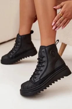 Trampki Ocieplane|Trampki Damskie Big Star></noscript>Big Star Shoes Wysokie Trampki Damskie Ocieplane Big Star OO274A355 Czarne Czarny