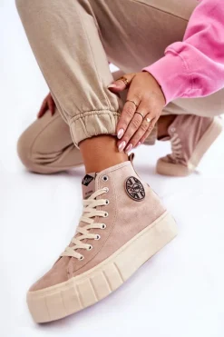 Lee Cooper Wysokie Trampki LCJ-22-31-1434L Beżowe