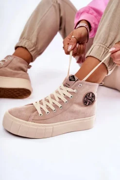 Lee Cooper Wysokie Trampki LCJ-22-31-1434L Beżowe