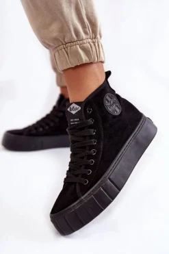 Trampki Ocieplane|Trampki Damskie Wysokie>Lee Cooper Wysokie Trampki LCJ-22-31-1432L Czarne