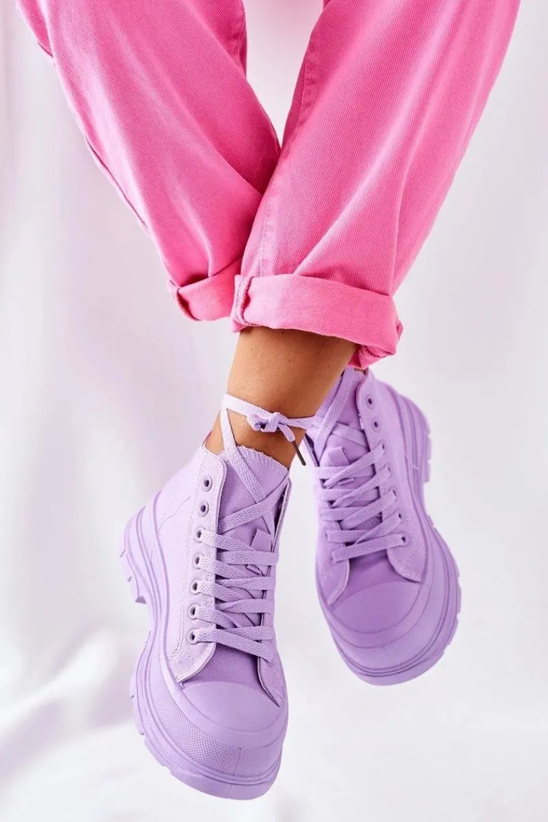 Discount Wysokie Trampki Na Dużej Podeszwie Fioletowe Trissy Damskie Trampki Damskie Wysokie