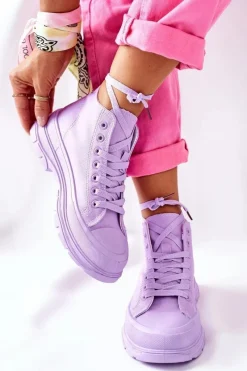 Discount Wysokie Trampki Na Dużej Podeszwie Fioletowe Trissy Damskie Trampki Damskie Wysokie