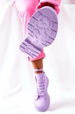 Discount Wysokie Trampki Na Dużej Podeszwie Fioletowe Trissy Damskie Trampki Damskie Wysokie