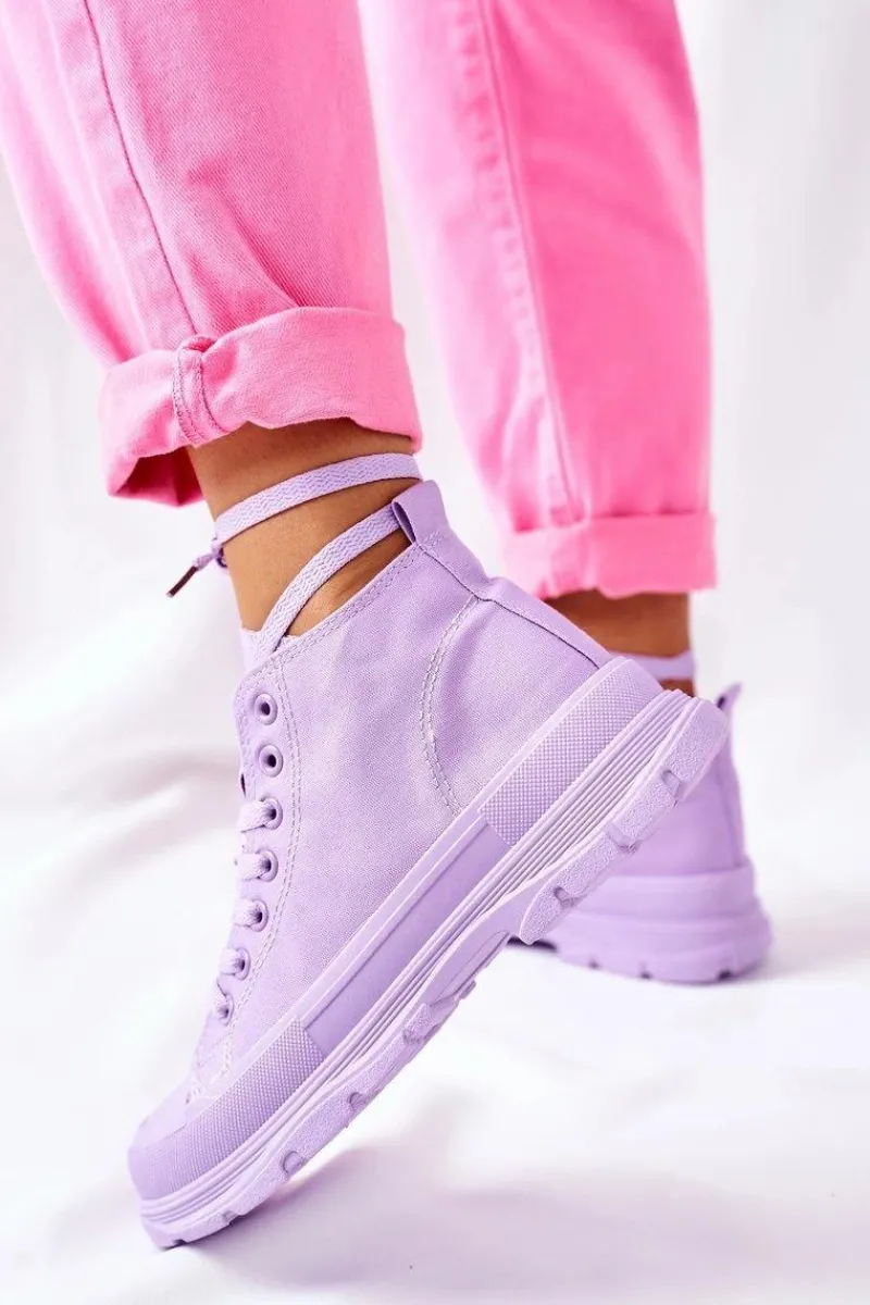 Discount Wysokie Trampki Na Dużej Podeszwie Fioletowe Trissy Damskie Trampki Damskie Wysokie