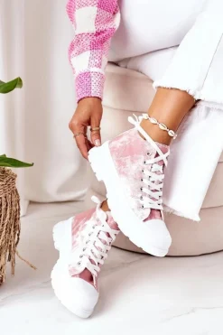 Outlet Boto Wysokie Trampki Na Dużej Podeszwie Różowe Z Efektem Tie-Dye Trissy