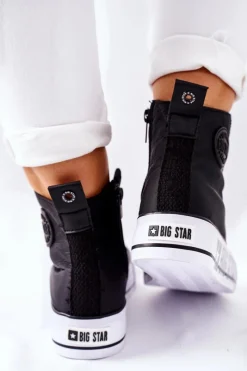 New Big Star Shoes Wysokie Trampki Na Platformie Big Star II274012 Czarne