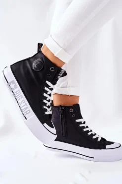 New Big Star Shoes Wysokie Trampki Na Platformie Big Star II274012 Czarne
