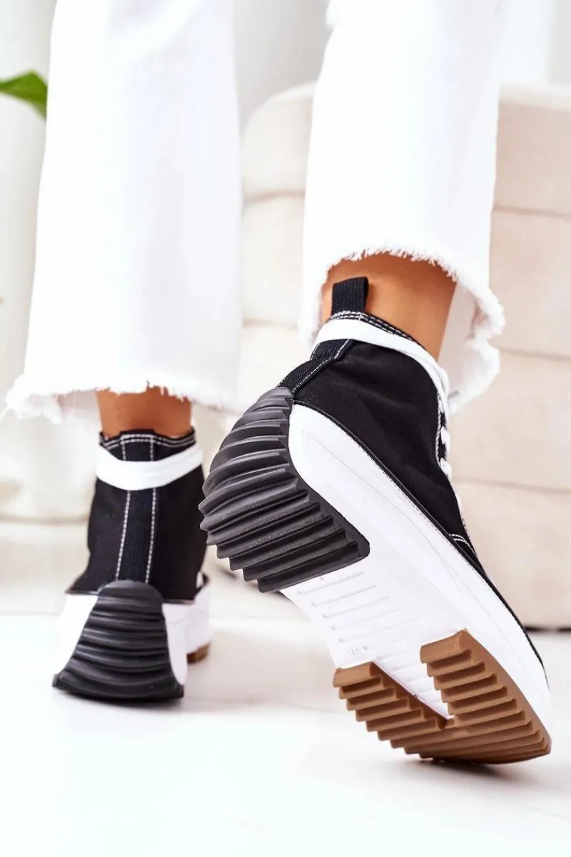 Discount Boto Wysokie Trampki Na Platformie Czarne Electric Love