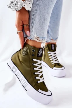 Trampki Damskie Big Star|Trampki Damskie Wysokie>Big Star Shoes Wysokie Trampki Na Platformie Big Star II274017 Khaki