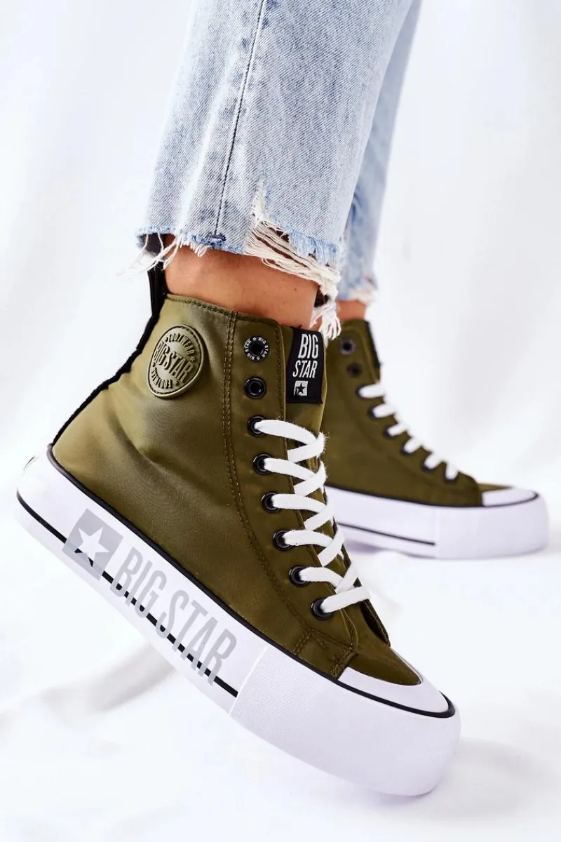 Trampki Damskie Big Star|Trampki Damskie Wysokie>Big Star Shoes Wysokie Trampki Na Platformie Big Star II274017 Khaki