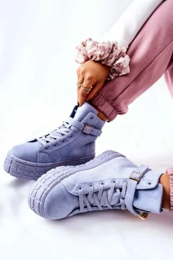 Hot Wysokie Trampki Na Platformie Niebieskie Evenia Damskie Trampki Damskie Wysokie