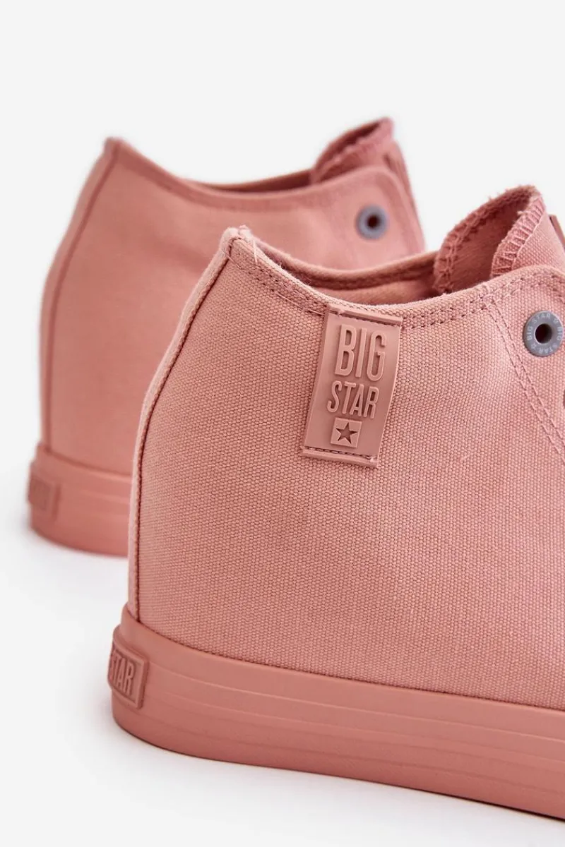 Clearance Wysokie Trampki Na Ukrytym Koturnie Big Star LL274036 Różowe Damskie Trampki Damskie Big Star|Trampki Damskie Wysokie