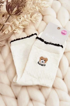 Best Wzorzyste Damskie Skarpety Z Misiem Białe Skarpetki|Skarpetki