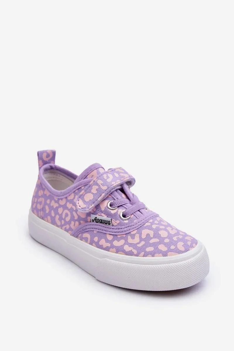 Dziewczęce>Boto Wzorzyste Dziecięce Trampki Na Rzep Fioletowe Talirena