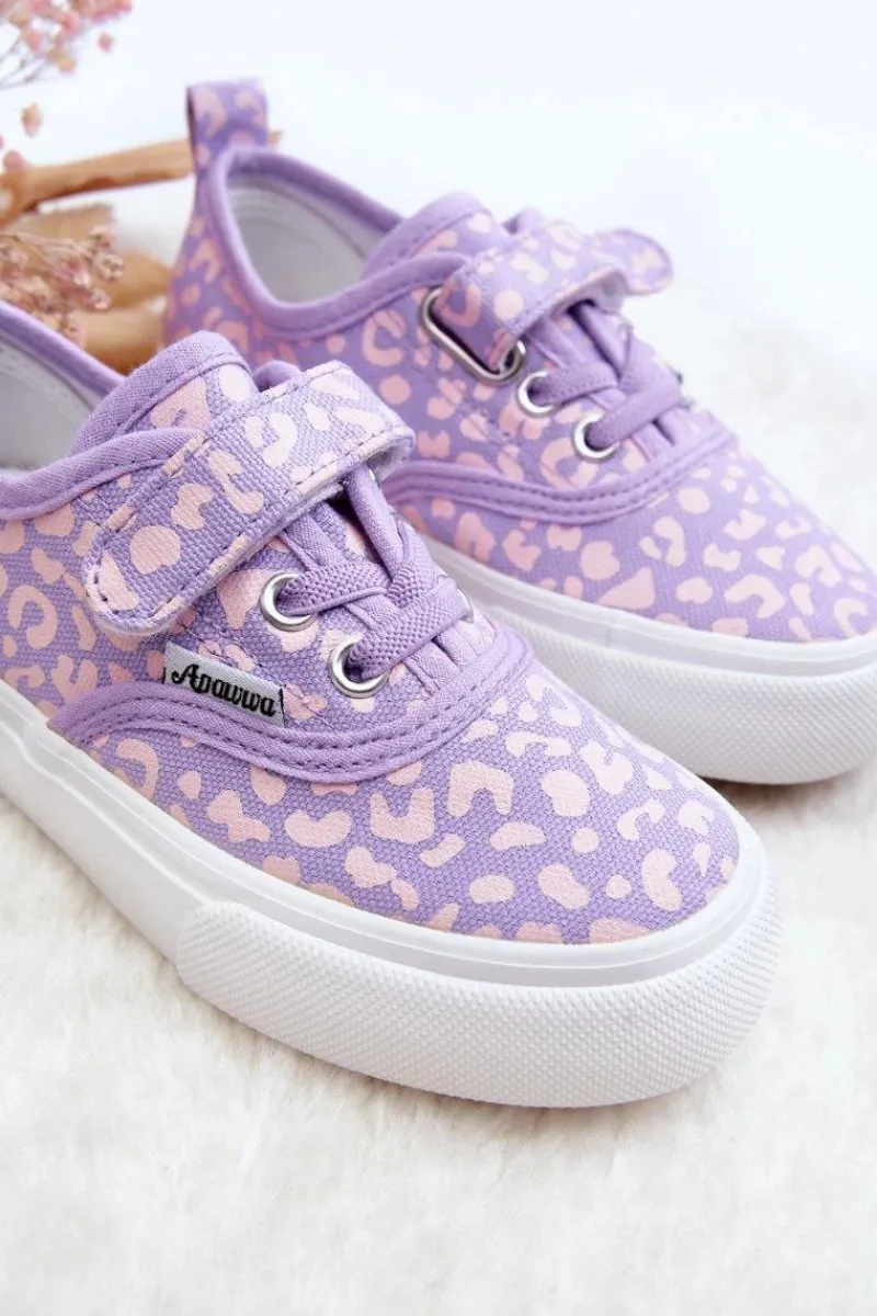 Dziewczęce>Boto Wzorzyste Dziecięce Trampki Na Rzep Fioletowe Talirena