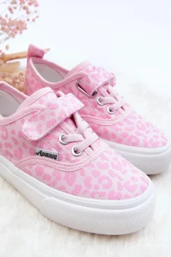 Outlet Wzorzyste Dziecięce Trampki Na Rzep Różowe Talirena Dzieci Dziewczęce