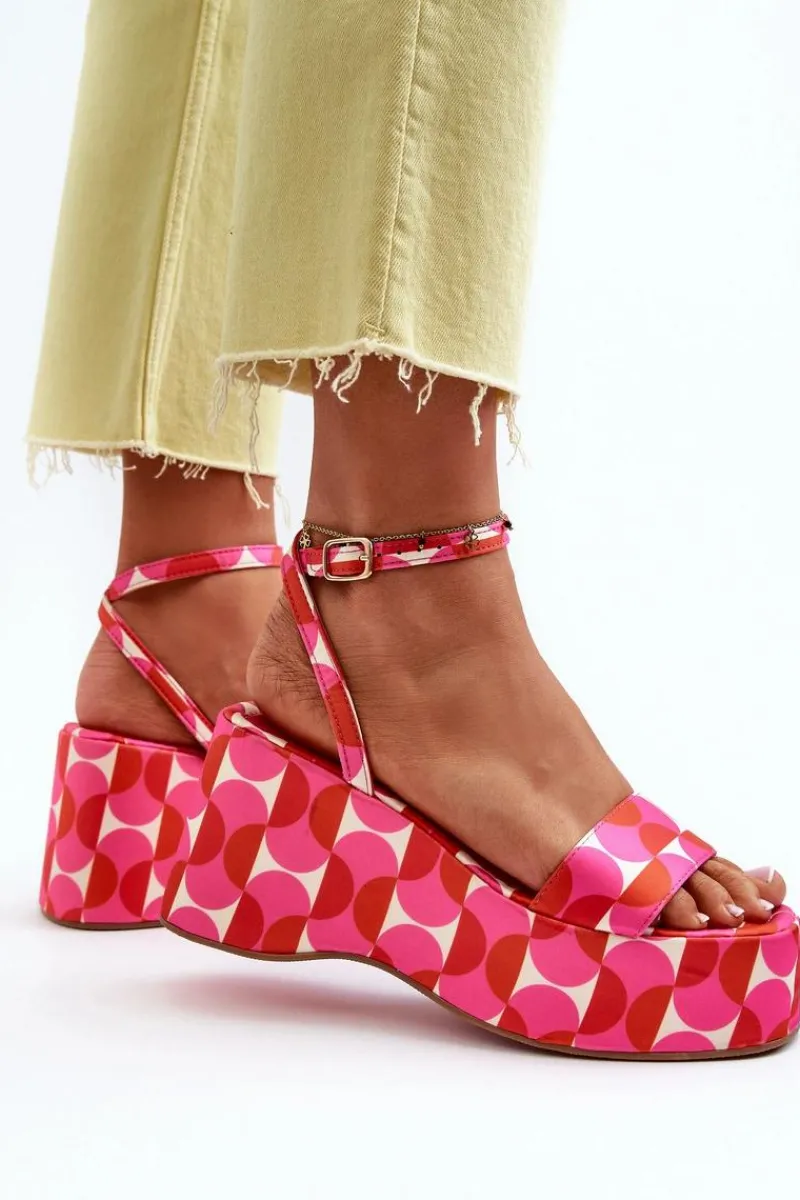 Boto Wzorzyste Sandały Na Platformie I Koturnie Fuksja Wiandia