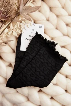 Hot Aura.via Wzorzyste Skarpety Damskie Czarne Wzór 1