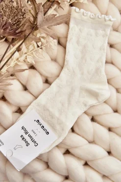 Skarpetki|Skarpetki>Aura.via Wzorzyste Skarpety Damskie Białe Wzór 1