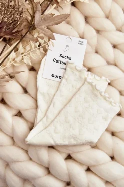 Skarpetki|Skarpetki>Aura.via Wzorzyste Skarpety Damskie Białe Wzór 1