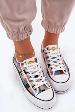 Online Lee Cooper Wzorzyste Trampki Damskie Na Platformie LCW-25-31-3441L Multikolor