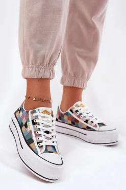 Online Lee Cooper Wzorzyste Trampki Damskie Na Platformie LCW-25-31-3441L Multikolor