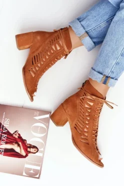 Online Maciejka Zamszowe Ażurowe Botki Rude 04040-29