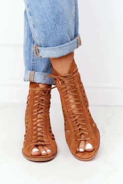 Online Maciejka Zamszowe Ażurowe Botki Rude 04040-29