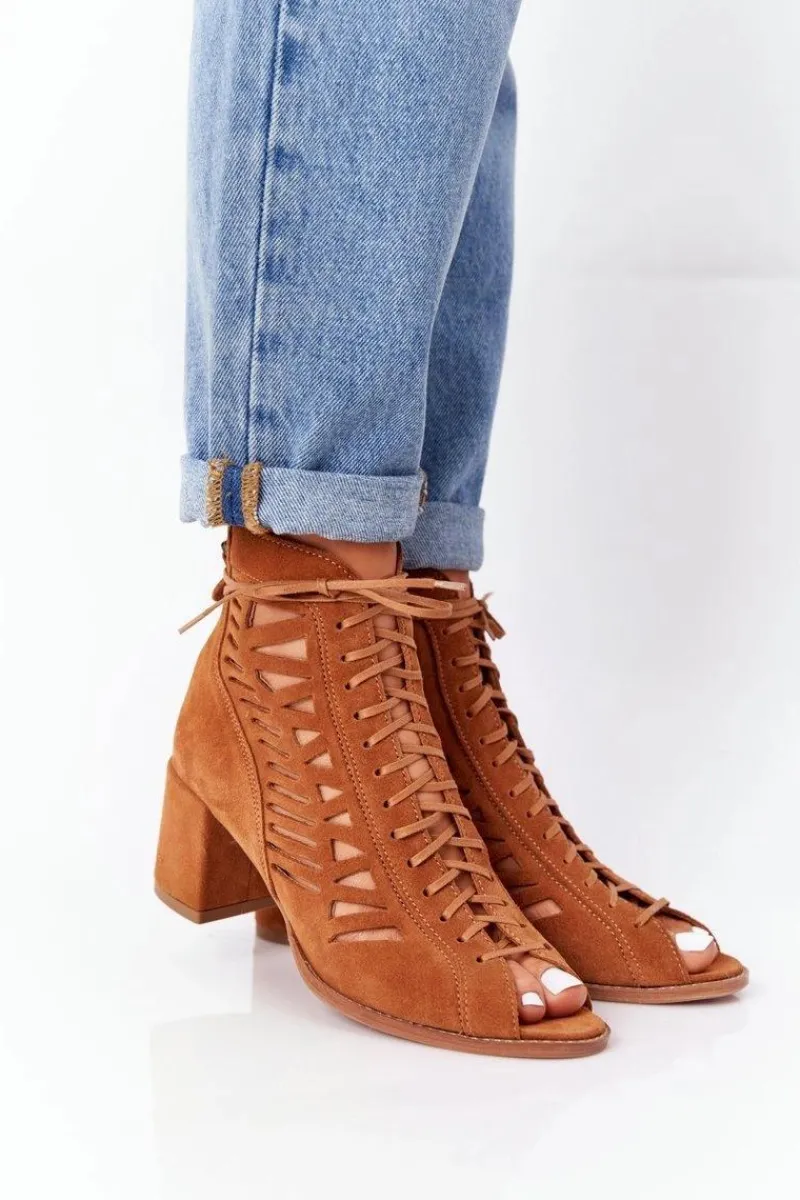 Online Maciejka Zamszowe Ażurowe Botki Rude 04040-29