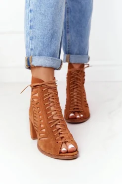 Online Maciejka Zamszowe Ażurowe Botki Rude 04040-29