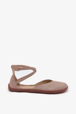 Barefoot|Baleriny Skórzane></noscript>Zazoo Zamszowe Baleriny Damskie Barefoot Z Paskami 191 Szare Szary