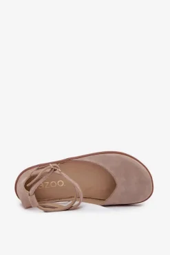 Barefoot|Baleriny Skórzane></noscript>Zazoo Zamszowe Baleriny Damskie Barefoot Z Paskami 191 Szare Szary