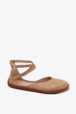 New Zazoo Zamszowe Baleriny Damskie Barefoot Z Paskami 191 Beżowe Beżowy