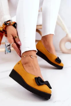 Outlet Maciejka Zamszowe Baleriny Na Platformie 05062-07 Żółte