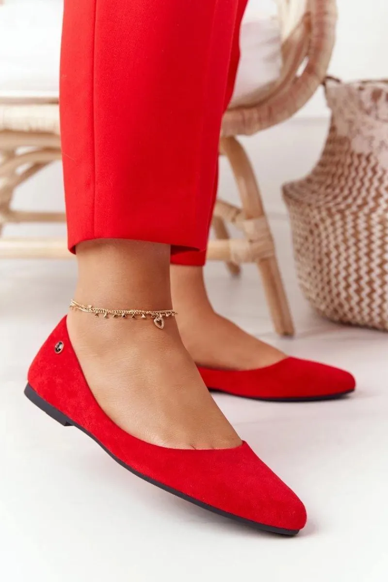 New Buty Sergio Leone Zamszowe Baleriny Sergio Leone BL622 Czerwone