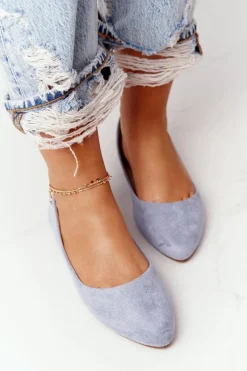 Baleriny Klasyczne>Buty Sergio Leone Zamszowe Baleriny Sergio Leone BL622 Niebieskie