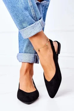 Baleriny Klasyczne></noscript>Boto Zamszowe Baleriny W Szpic Czarne Daisy